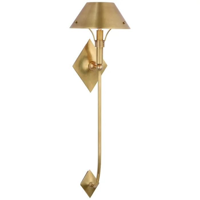 Thomas O’Brien Turlington XL Sconce in Hand-Rubbed Antique Brass with Hand-Rubbed Antique Brass Shade Wall Light W8.75″ x H30″