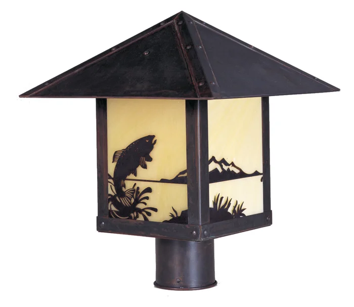 Timber Ridge One Light Post Mount in Bronze (37|TRP-9AROF-BZ)