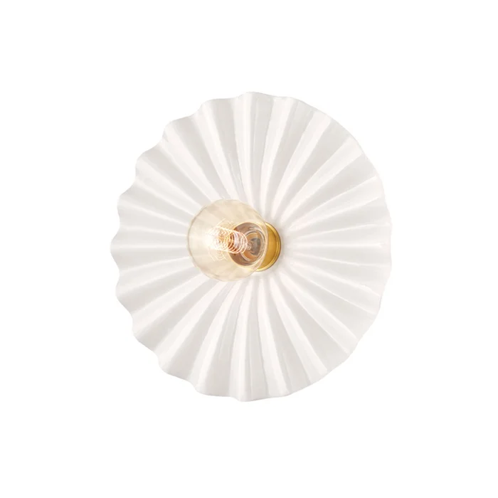 Tinsley One Light Flush Mount in Aged Brass/Ceramic Gloss Cream (428|H499101-AGB/CCR)