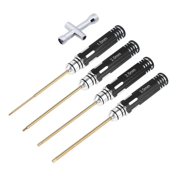 Titanium-Plated Hex Screwdriver Set (4-Pack / Multiple Colors)
