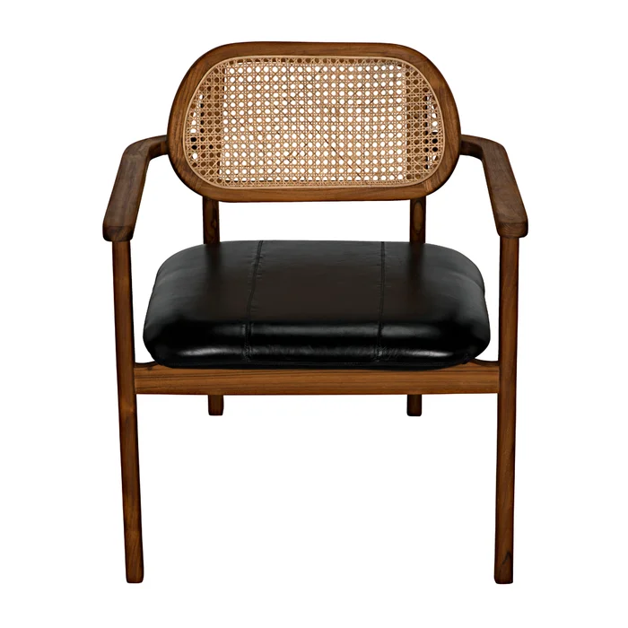 tolka chair, teak with leather seat
