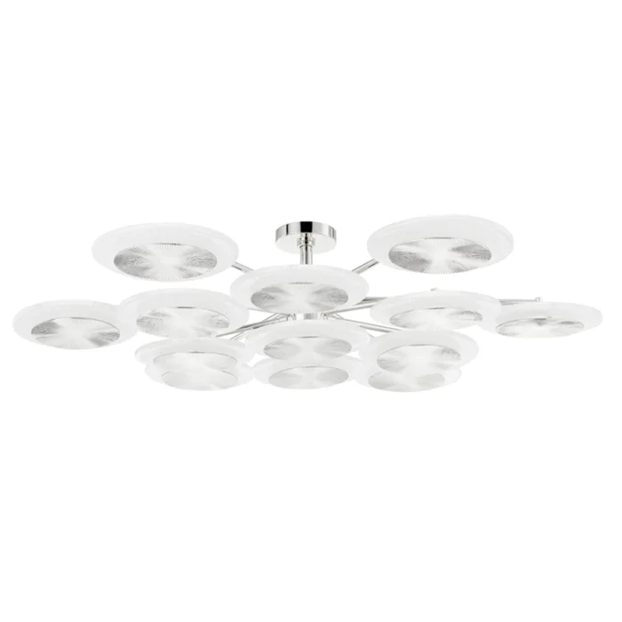 Topaz 13-Light Semi Flush in Polished Nickel 56.75L x 56.75W x 12H
