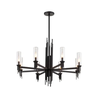 Torres Eight Light Chandelier in Clear Ribbed Glass/Matte Black (452|CH335836MBCR)