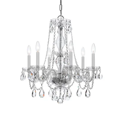 Traditional Crystal Six Light Chandelier in Polished Chrome (60|5086-CH-CL-SAQ)