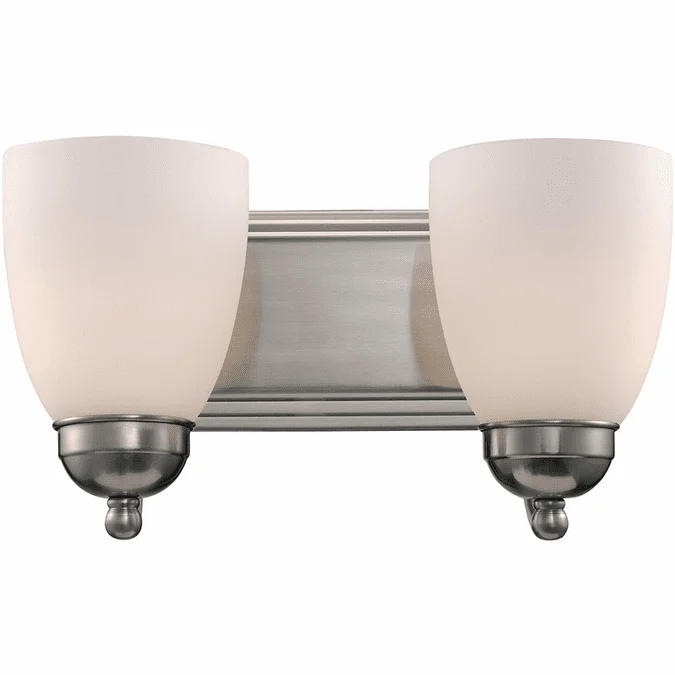Trans Globe 3502-1 BN Clayton Brushed Nickel 2-Light Bathroom Vanity Light Fixture