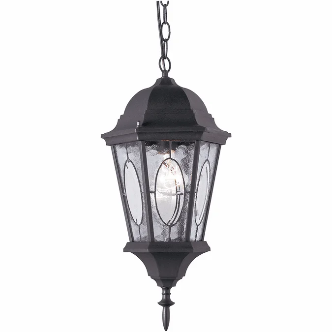Trans Globe 4717 BK Villa Nueva Traditional Black Outdoor Pendant Lighting Fixture