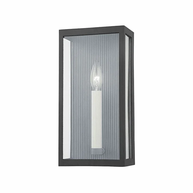 Troy B1031-TBK/WZN Vail Texture Black / Weathered Zinc Outdoor Wall Light Sconce