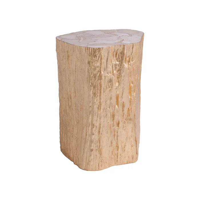 trunk segment accent table – gold leaf
