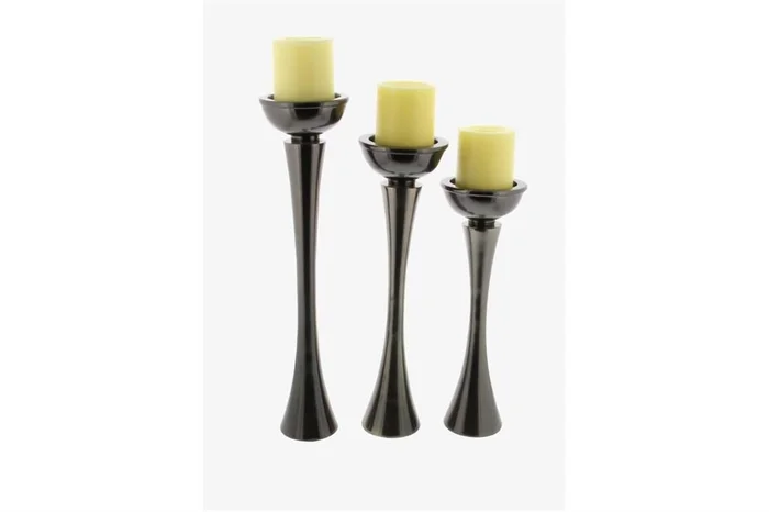 UMA Aluminum Metal Candle Holder, Set of 3 13″, 15″, 17″H | 51253