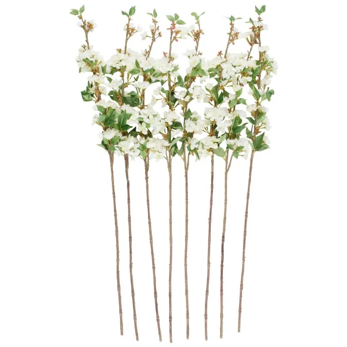 UMA White Faux Foliage Begonia Tall Indoor Outdoor Artificial Flower Stem, Set of 8 43″H | 14425