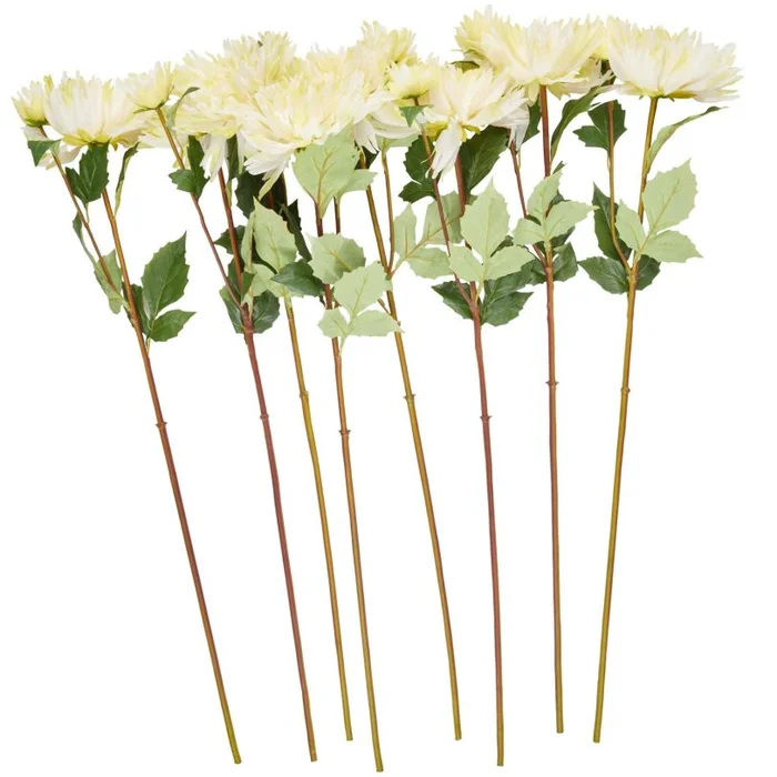 UMA White Faux Foliage Dahlia Tall Indoor Outdoor Artificial Flower Stem, Set of 8 32″H | 14552