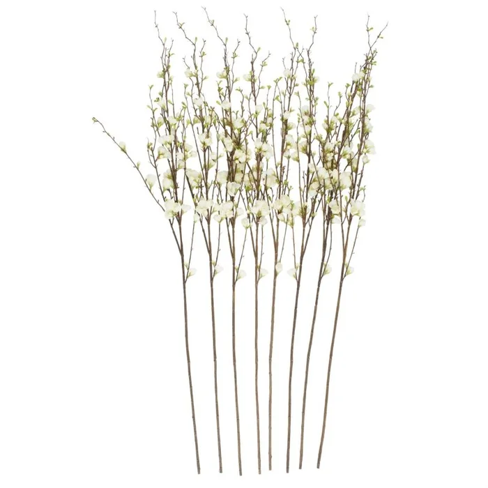 UMA White Faux Foliage Peach Blossom Tall Indoor Outdoor Artificial Flower Stem, Set of 8 50″H | 14406