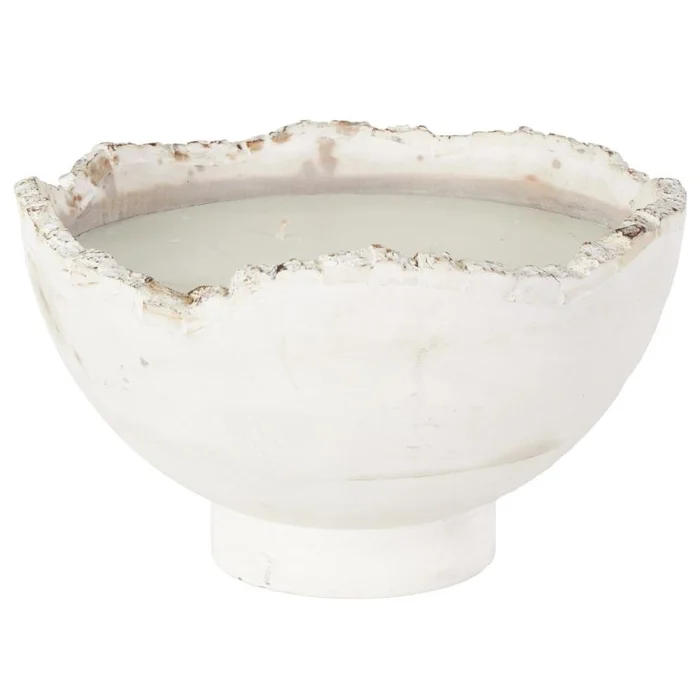 UMA White Mango Wood Live Edge Cozy Cashmere Scented 113.5oz 5 Wick Decorative Candle with White Wax, 14″ x 14″ x 8″ | 17705