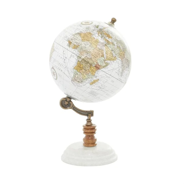 UMA White Marble Educational/Geographic Earth Globe with Marble Base, 7″ x 7″ x 11″ | 94449