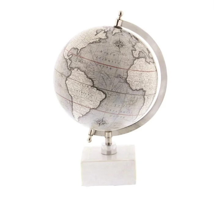 UMA White Marble Educational/Geographic Earth Globe with Marble Base, 9″ x 8″ x 14″ | 28546