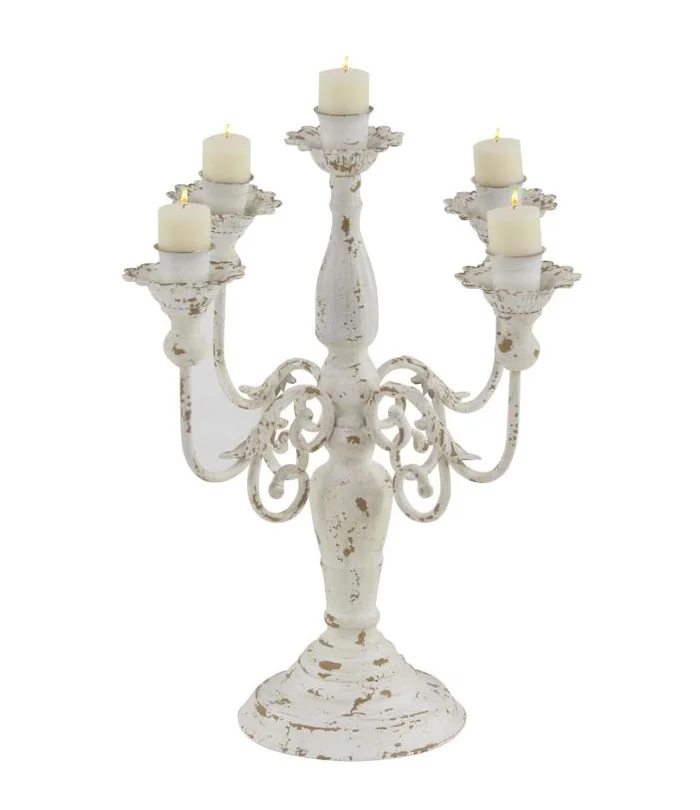 UMA White Metal Decorative Candelabra, 16″ x 16″ x 19″ | 42918