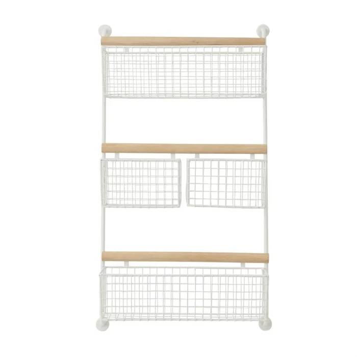 UMA White Metal Wall Mounted 4 Hanging Baskets Magazine Rack Holder, 18″ x 6″ x 31″ | 87828 CLOSEOUT