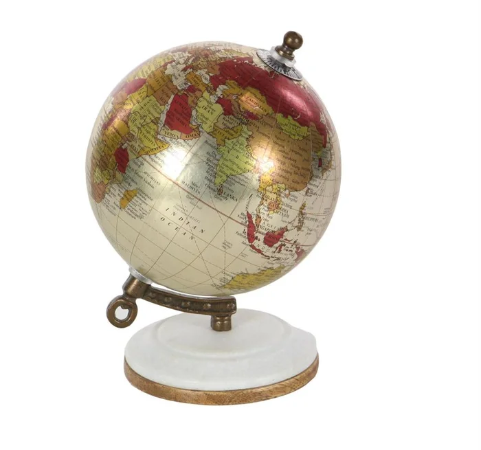 UMA White Plastic Educational/Geographic Earth Globe with Marble Base, 6″ x 5″ x 8″ | 94472