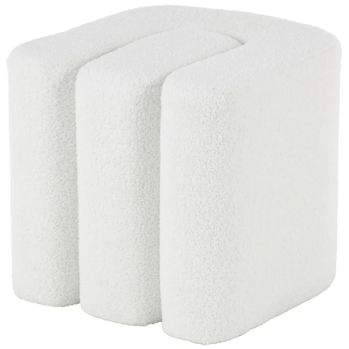 UMA White Polyester W-Shaped Room Ottoman with Connected Arches, 18″ x 18″ x 18″ | 16936