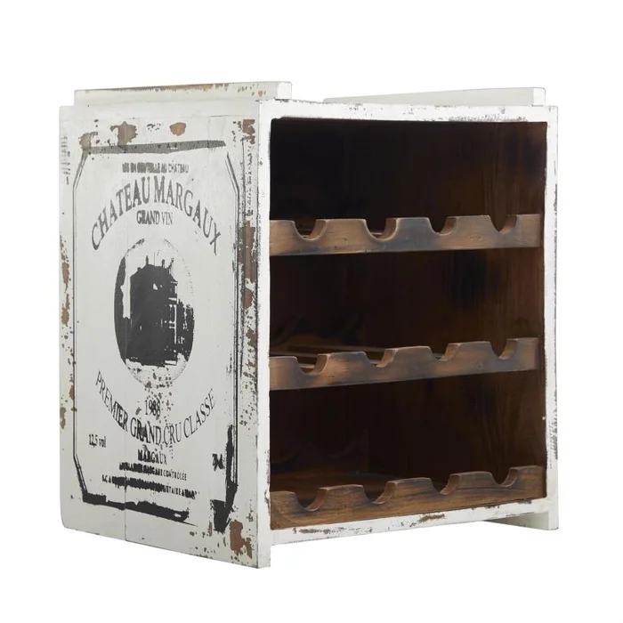 UMA White Wood 12 Bottle Storage Standing Wine Rack, 14″ x 13″ x 16″ | 36917