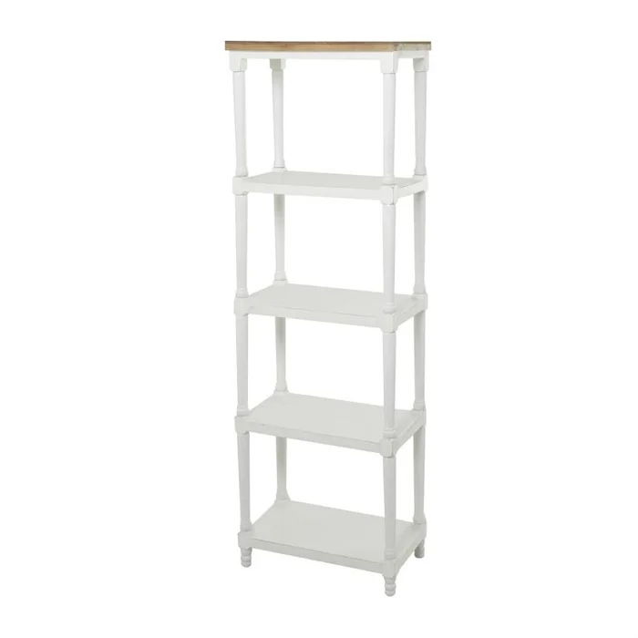 UMA White Wood 5 Shelves Storage Shelving Unit, 23″ x 13″ x 72″ | 70143