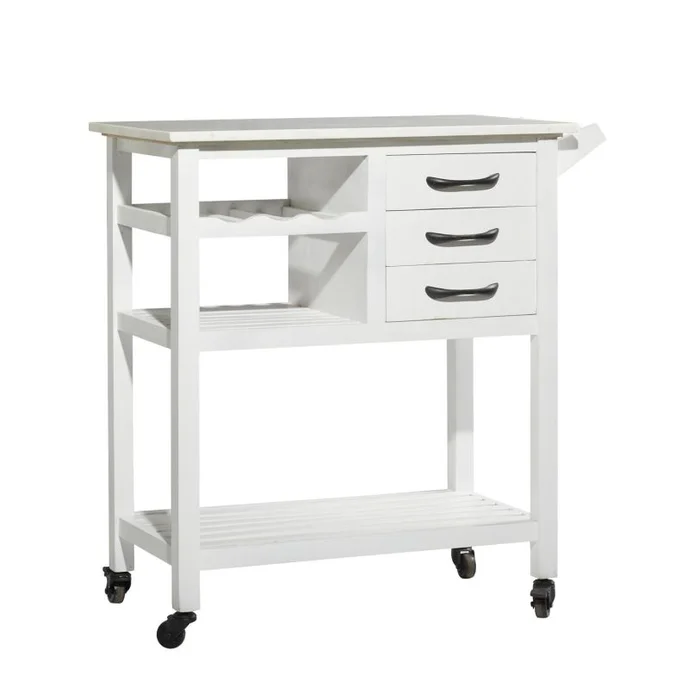 UMA White Wood Contemporary Kitchen Cart, 36″ x 18″ x 36″ | 28821 CLOSEOUT