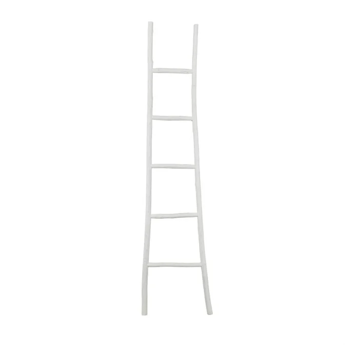 UMA White Wood Handmade Slanted Ladder with Wider Base and Ball Feet, 18″ x 2″ x 73″ | 63220 CLOSEOUT
