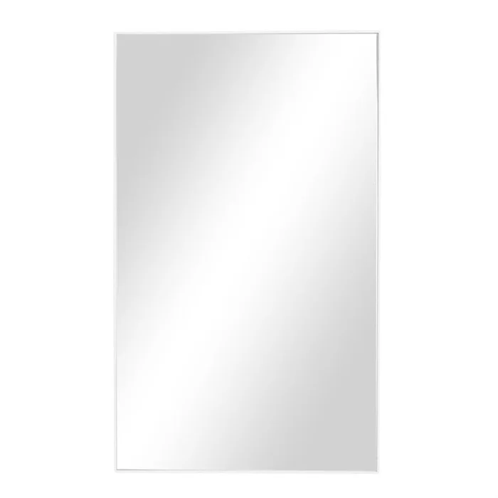 UMA White Wooden Room Wall Mirror with Thin Minimalistic Frame, 24″ x 1″ x 40″ | 98546