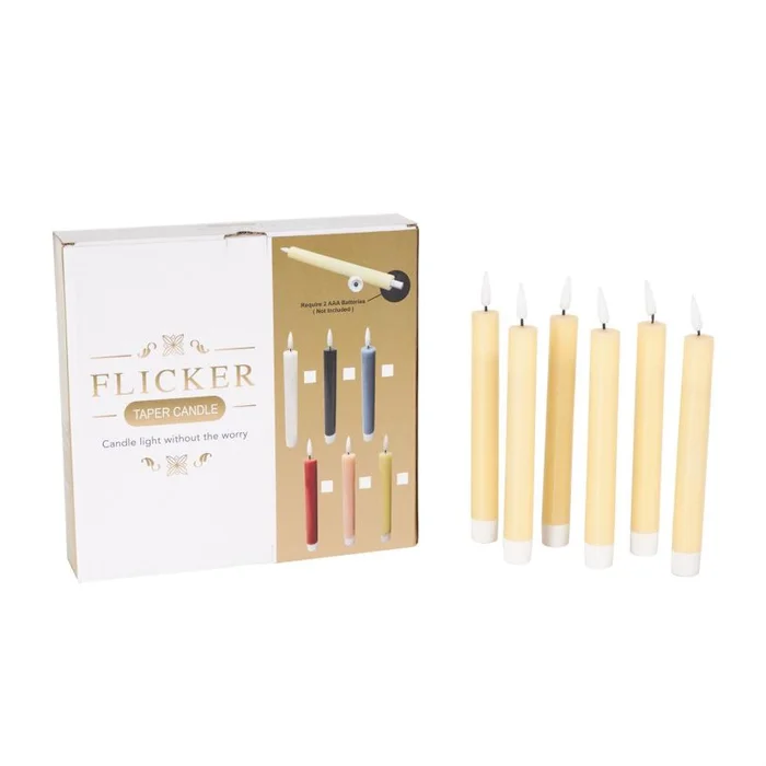 UMA Yellow Wax Indoor Outdoor Flameless Candle with Remote Control, Set of 6 8″H | 15629