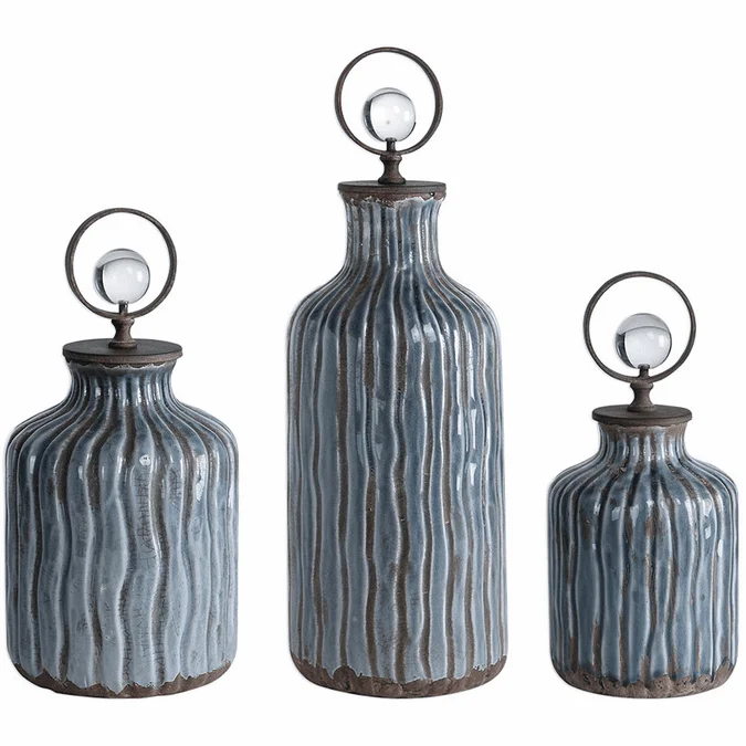 Uttermost 18633 Mathias Grey-Blue Vessels (set of 3)