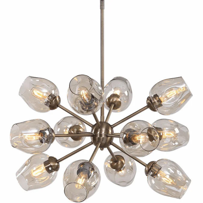 Uttermost 21325 Chet Contemporary Antique Brass Chandelier Light