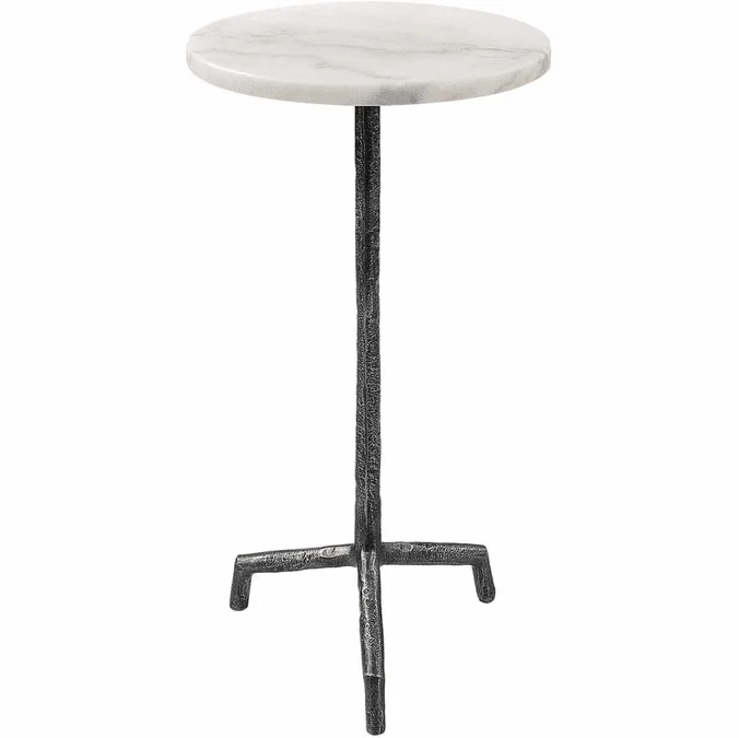 Uttermost 22897 Puritan Contemporary Rustic Aged Black White Marble Drink Table