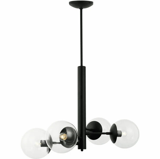 Varaluz 373C04BL Mid-Century Modern Black Chandelier Lamp