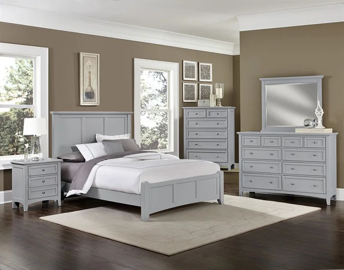 Vaughan-Bassett Bonanza 4pcs Mansion Bedroom Set in Gray