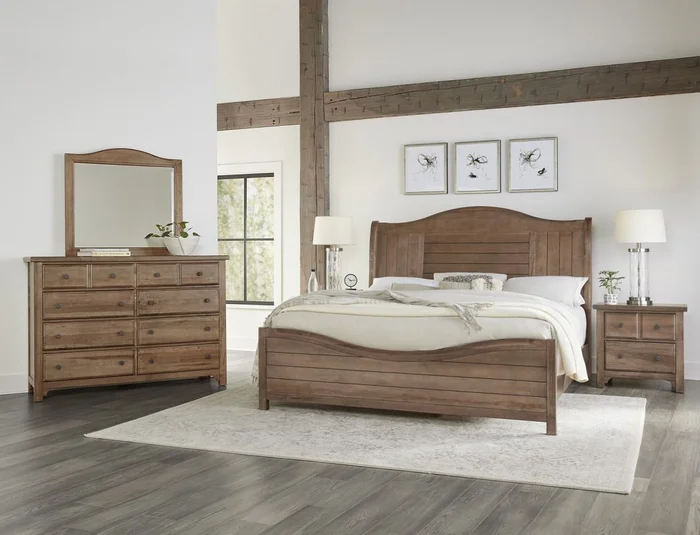 Vaughan Bassett Cool Farmhouse 2pc Sleigh Bedroom Set in Natural