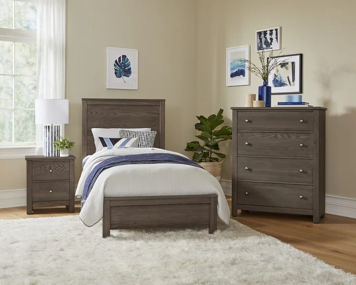 Vaughan Bassett Fundamentals 2pc Youth Panel Bedroom Set in Grey