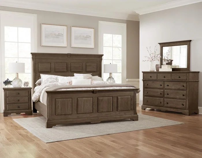 Vaughan-Bassett Heritage 2pc Mansion Bedroom Set in Cobblestone Oak