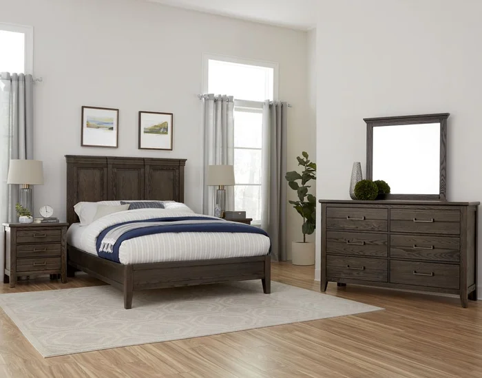 Vaughan-Bassett Passageways Charleston Brown 4-Piece Mansion with Low Profile Footboard Bedroom Set in Dark Brown