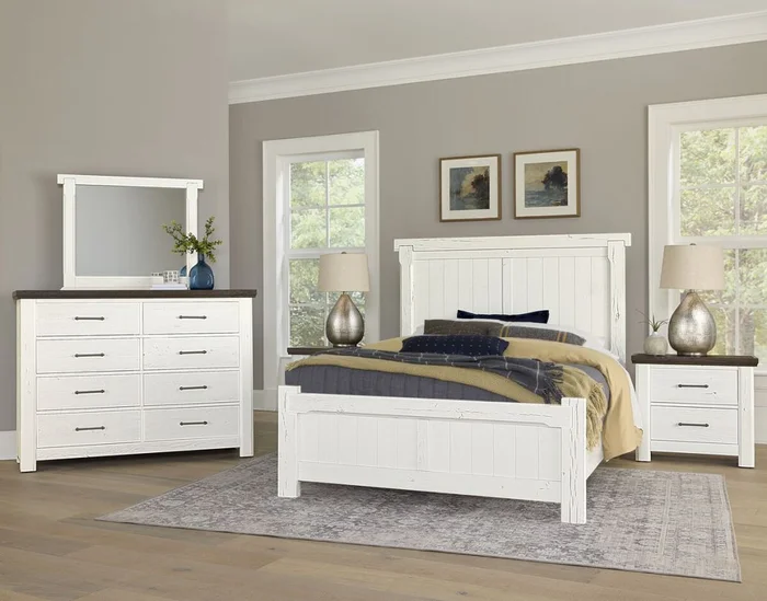 Vaughan Bassett Yellowstone 2pc American Dovetail Bedroom Set in White & Buckskin