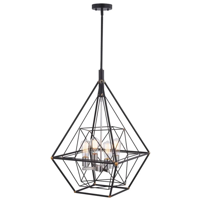 Vaxcel Bartlett 4-LT Geometric Industrial Pendant – Oil Rubbed Bronze – P0328