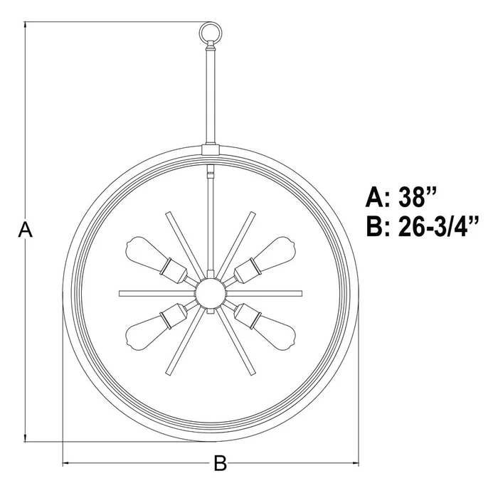 Vaxcel Estelle 26.75″ 6-LT Orb Pendant – Natural Brass and Matte Black – P0341
