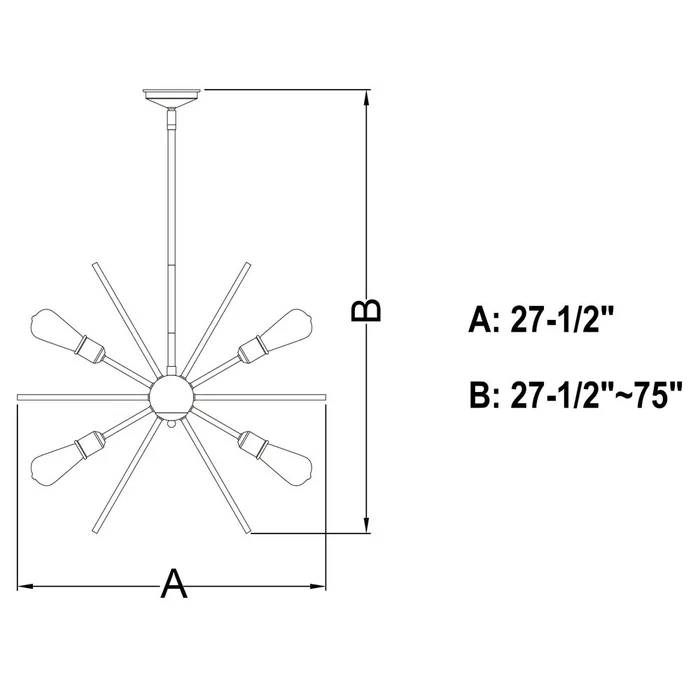 Vaxcel Estelle 27.5″ 12-LT Pendant – Matte Black – P0343