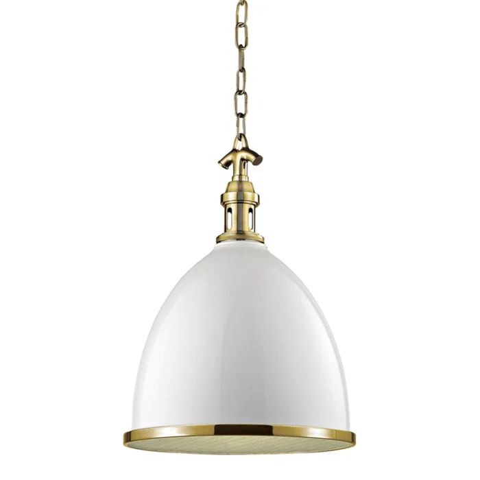 Viceroy 1-Light Pendant in White/Aged Brass 12.75L x 12.75W x 17.75H