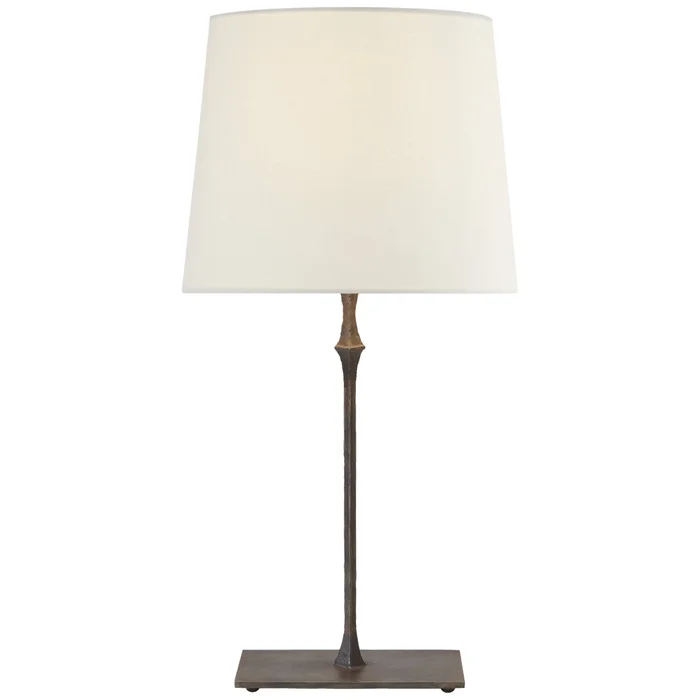 Visual Comfort Dauphine Bedside Lamp in Aged Iron with Linen Shade Table Lamp W12″ x H23.5″