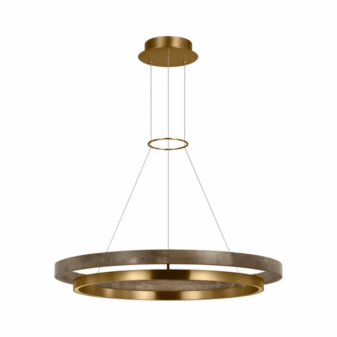 Visual Comfort Modern 700GRC36NBW-LED930 Grace Modern Natural Brass / Weathered Oak LED 36″ Pendant Lamp