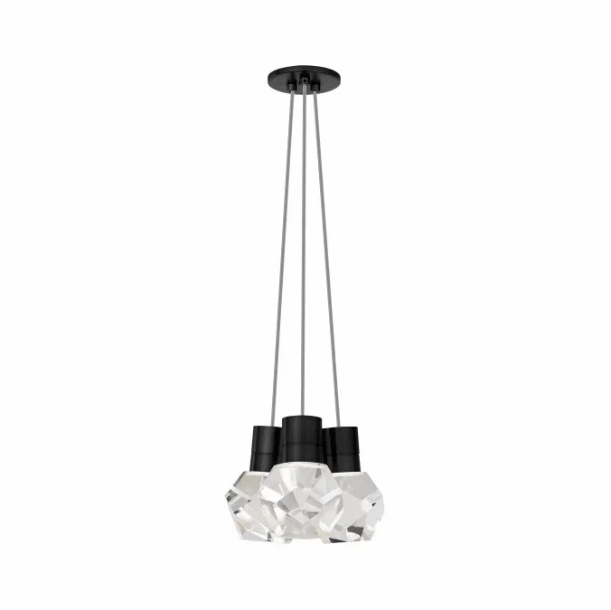 Visual Comfort Modern 700TDKIRAP3YB-LED Kira Modern Black LED 3-Light Hanging Pendant Light