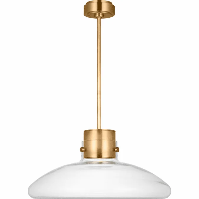 Visual Comfort Modern AKPD593WDHABCE Morgan Modern Hand-Rubbed Antique Brass with Clear Glass LED Hanging Pendant Light