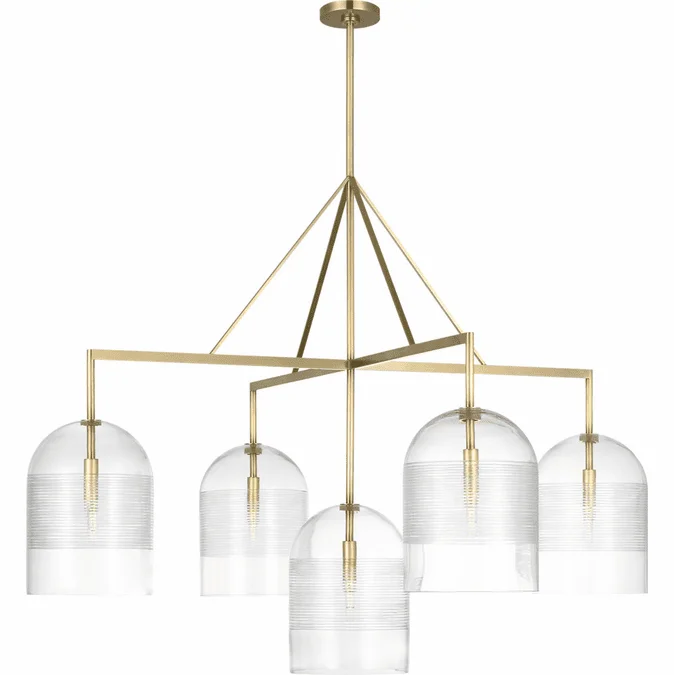 Visual Comfort Modern SLCH636HABCG Leano Contemporary Hand-Rubbed Antique Brass Chandelier Lighting