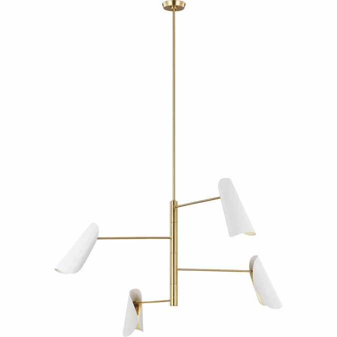 Visual Comfort Studio AEC1024BBSMWT Tresa Contemporary Matte White and Burnished Brass Chandelier Lighting