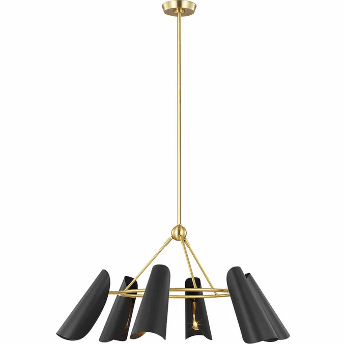 Visual Comfort Studio AEC1036BBSMBK Tresa Modern Midnight Black and Burnished Brass Chandelier Light